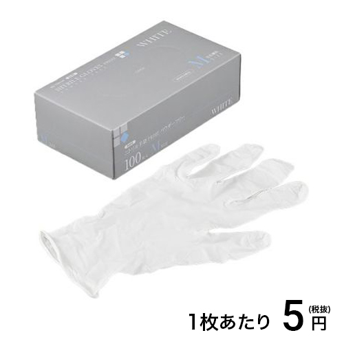 N600 ニトリル手袋 PRIME 粉無 WHITE (M) 3000枚入