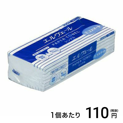 ペーパータオル エルヴェール　エコスマート　小判　２００枚　シングル 42入