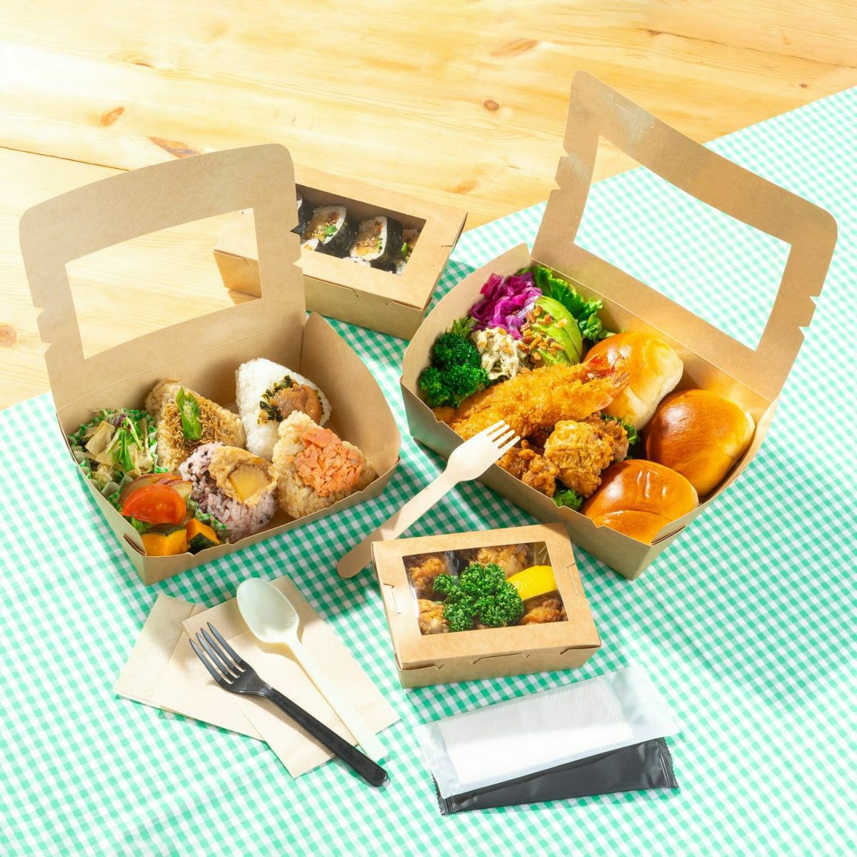 規格変更)窓付きランチボックス(XS) クラフト 50入【03112B】 | 食品包