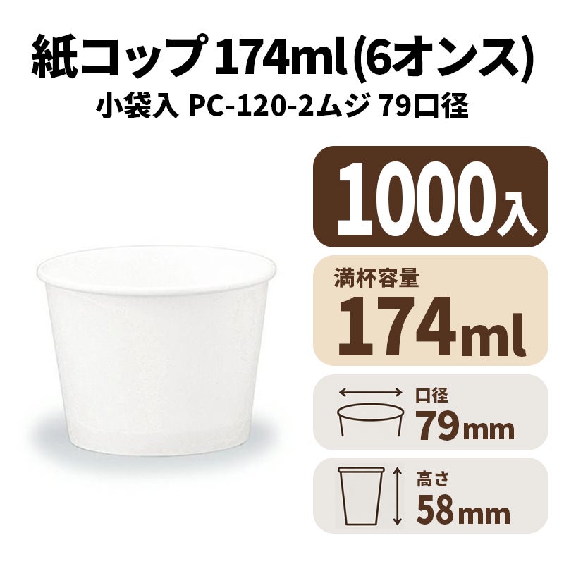 PC－120－2 ムジ （小袋入）紙コップ 紙カップ