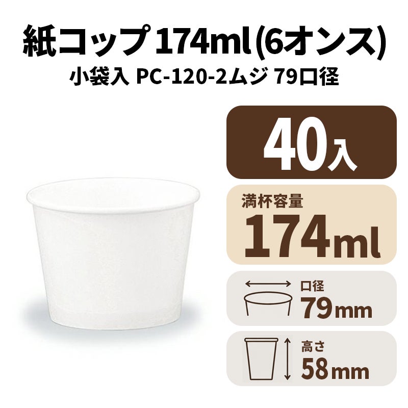 PC－120－2 ムジ （小袋入）紙カップ 紙コップ