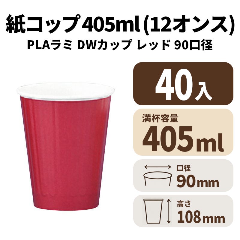12ｵﾝｽDWｶｯﾌﾟ (ﾚｯﾄﾞ) (90口径)(PLAﾗﾐ)【02628B】