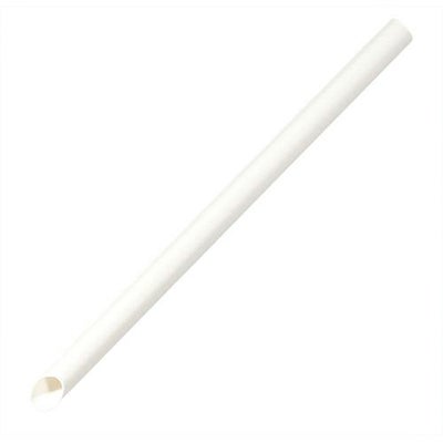 タピオカ用紙ストロー(白)バラ(片先斜めΦ12x210mm)