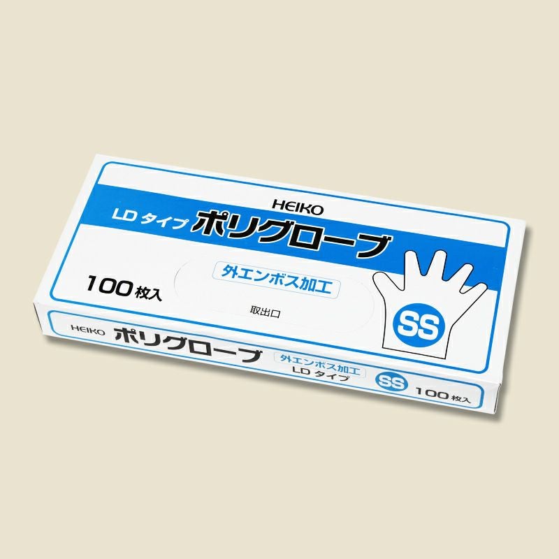 欠品中 入荷未定】LDポリ手袋 青 外エンボスL 箱タイプ 青 6000枚