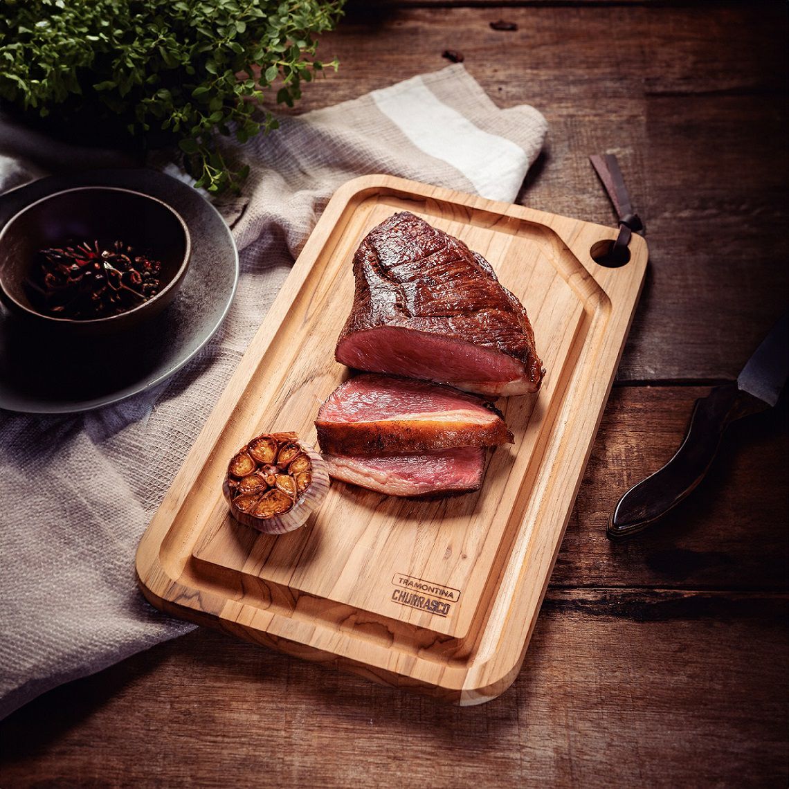木製(チーク) 特大カッティングボード 溝 60cm×36cm CHURRASCO(13215