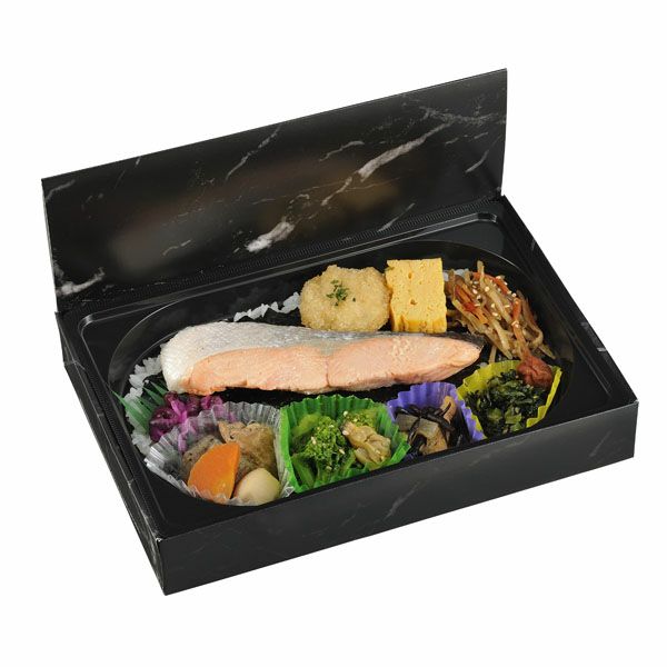 エコ折蓋80-55 黒大理石 FSM ※仕切り別売り 300入 | 食品包材｜食材の