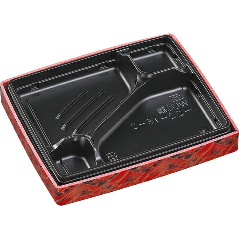 せんべい容器 黒と赤の金属製 WUS膳22－18－2(39)天平赤黒 300入 | 食品包材｜食材の通販