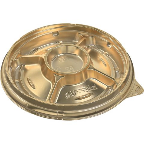 キッチン　宴会用　レストラン用　ブッフェ　プラッター　丸盆　φ65cm　② シェルトプラッター丸20 本体 金 300入 | 食品包材｜食材の通販なら