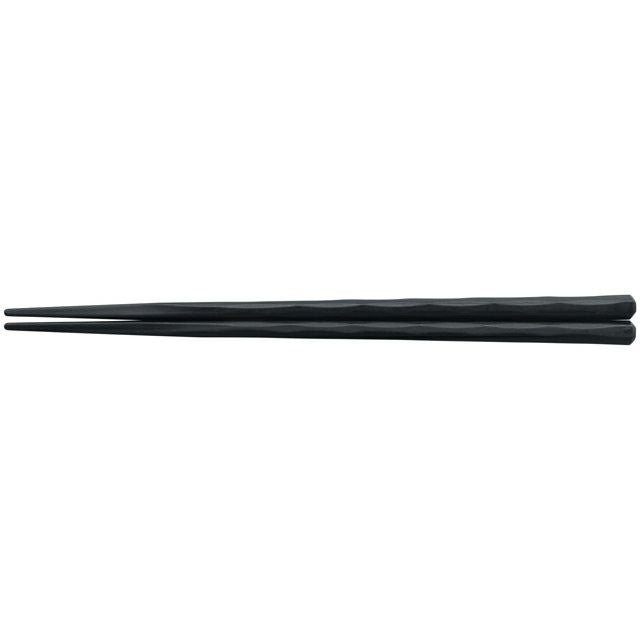食洗機対応】SPS22.5cm六角立荒彫箸 黒（塗装なし） 90023120