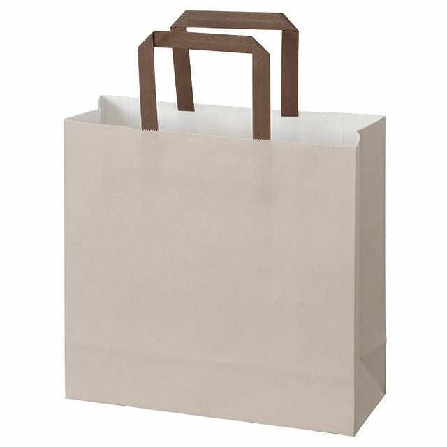 ヘッズ 紙袋 26×10×25cm 50枚 グレー 無地象牙カラー ペーパバッグ